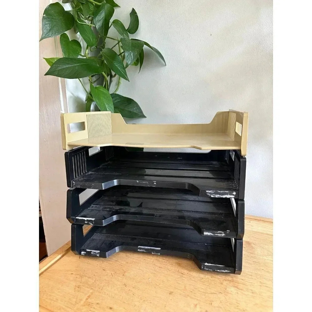 Set of 4 plastic office paper organizers